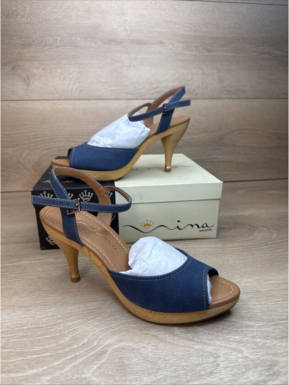 NEW Nina Rock WOMENS Size 8.5 DARK DENIM INSTEP STRAP SANDAL